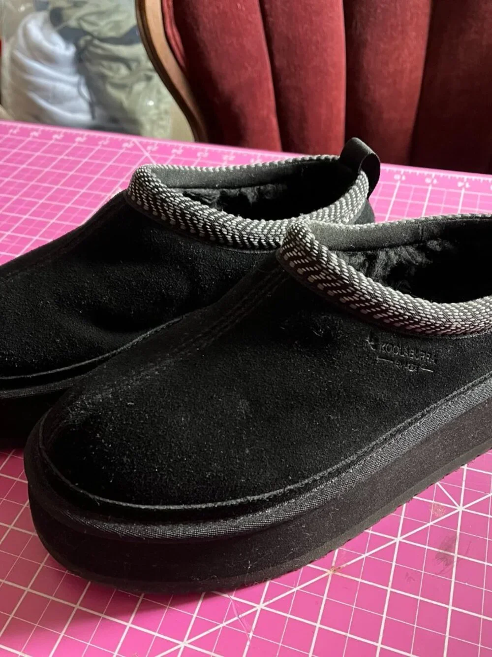 Burree Platform Slipper Shoes - Black Suede - Sz US 9 - Koolaburra by Ugg